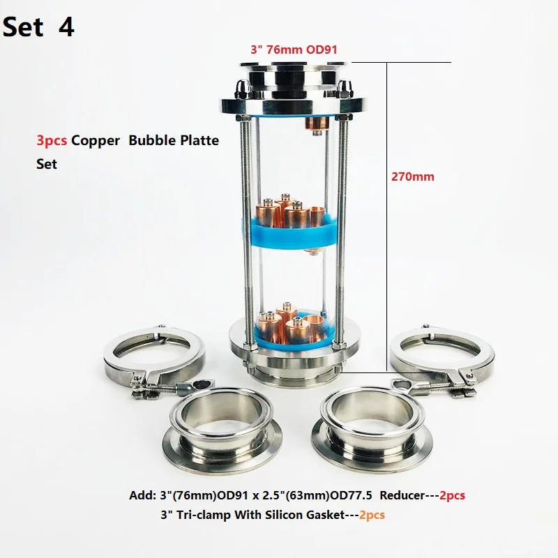 Imagem -04 - Destilação Lens Coluna Define Copper Bubble Plates Tri-clamp Sight Glass União Pisos Ss304