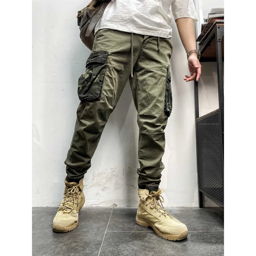 Retro Camouflage Slim Fit Cargo Pants Men Casual Harem Trousers Military Style Tactical Joggers Streetwear Clothing