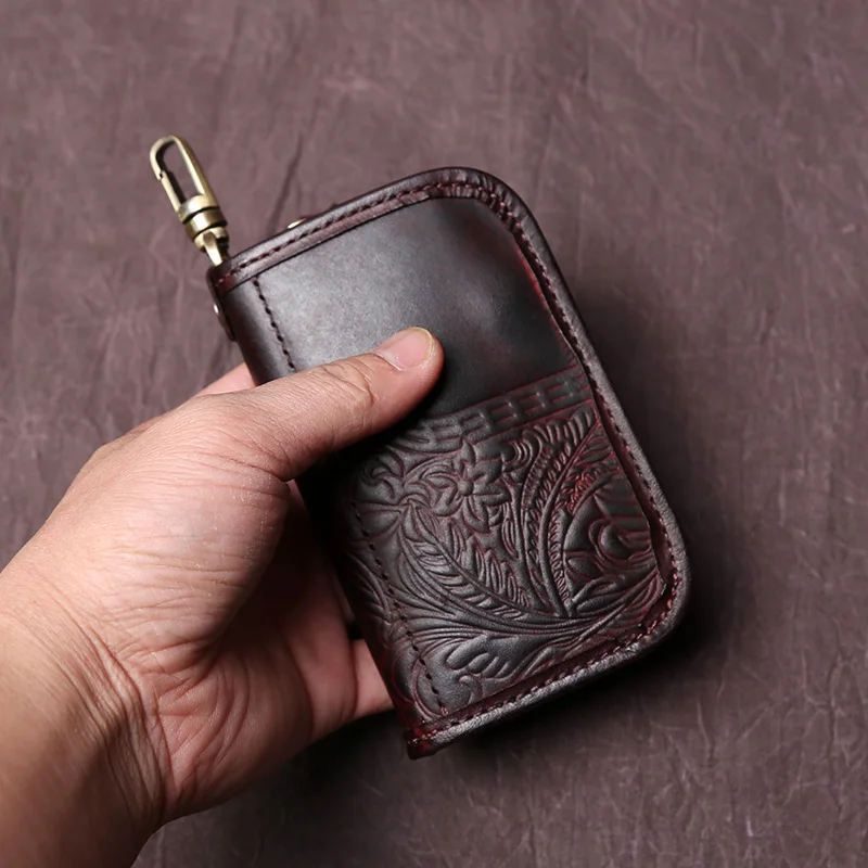 NZPJ männer Leder Schlüssel Tasche, Die Erste LayerOf Rindsleder, Damen Geldbörse, multi-funktionale Vintage Pflanzlich Gegerbtem Leder ID Tasche. – Detail 19
