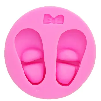 M0145 嬰兒鞋蝴蝶結矽膠蛋糕模具 翻糖巧克力黏土糖果模具 翻糖蛋糕裝飾工具 8 最佳銷售 嬰兒矽膠模具 - №5