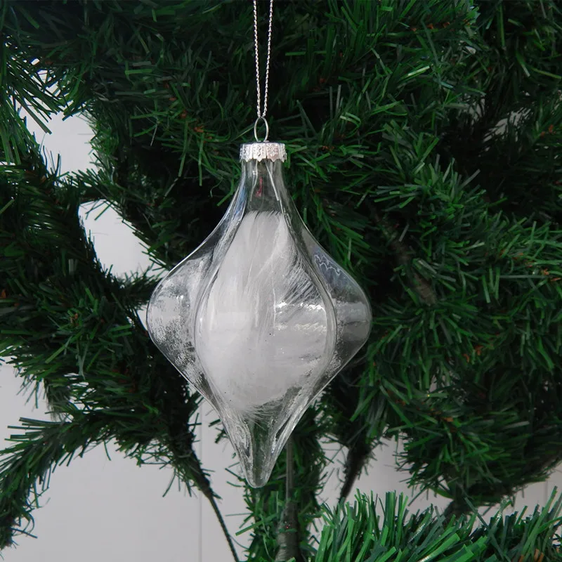

2pcs/pack 8*14cm Transparent Glass Pendant Home Decorative Christmas Day Hanging Ornament Wedding Live Prop