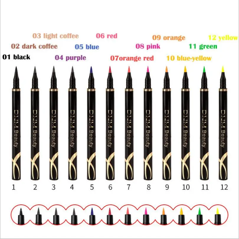 Colorful Eyeliner Quick Dry Matte Long Lasting Waterproof Make Up Liquid Eyeliner Blue Green White Gold Brown Eyeliner T0440