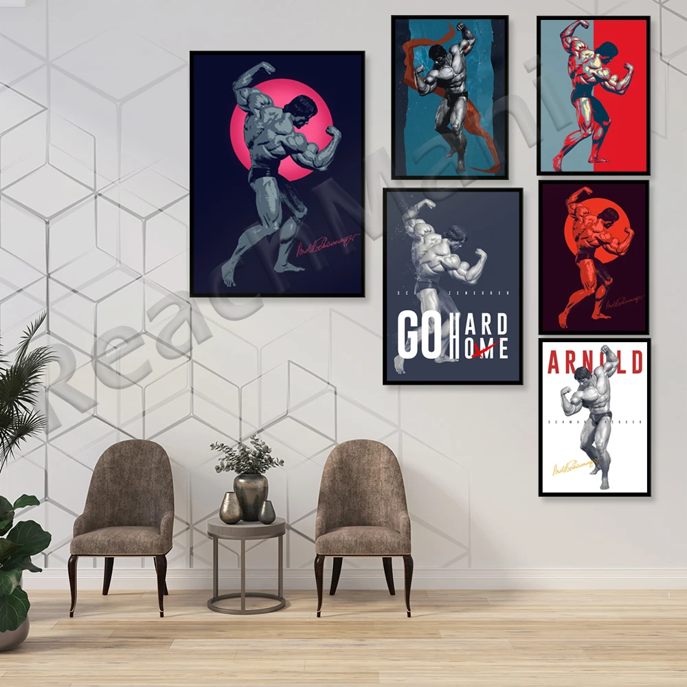 Arnold Schwarzenegger Bodybuilding Motivational Quote Canvas Poster Print Sexy Girl Fitness Wall Art Picture for Room Decor