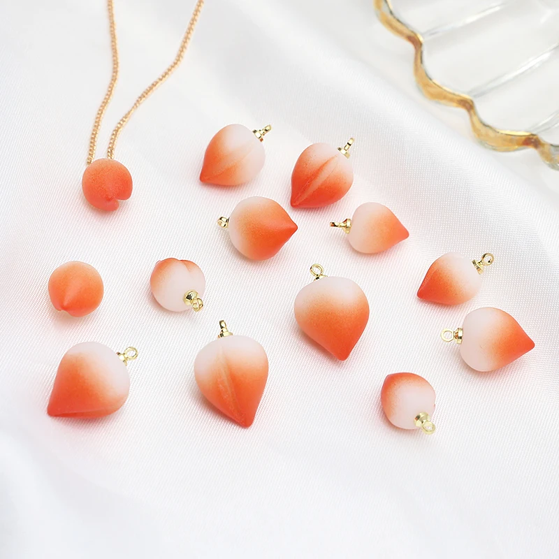 Simulation lovely peach honey peach resin pendant DIY jewelry earrings bracelet making accessories material 4pcs