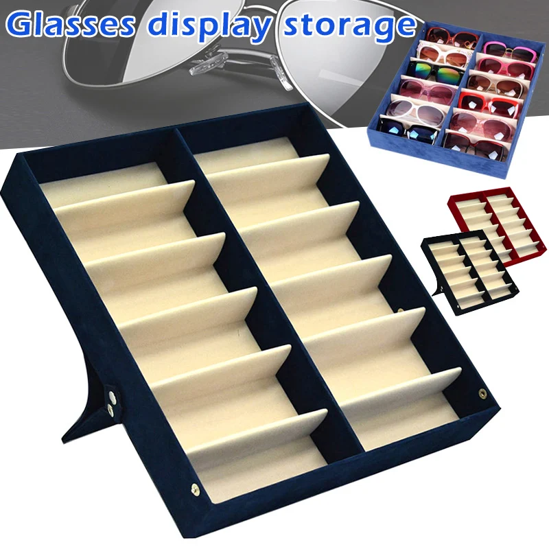 

Thick Foldable Glasses Display Case 12 Pairs Sunglasses Glasses Storage Box Organizador Rangement Cajas De Almacenamiento