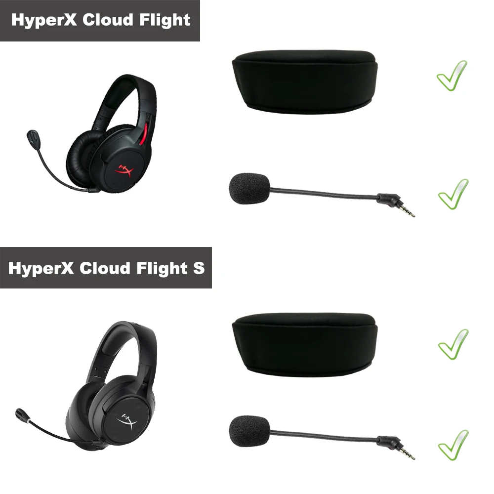 Samt Ersatz Teile für HyperX Wolke Flug, Flug S Headset Ohr Pads Mikrofon Stoßstange Mic Stirnband Ohrenschützer