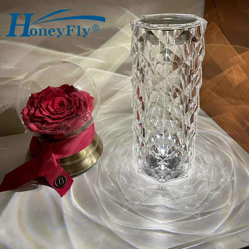 

HoneyFly Dimmable Crystal Table Lamp Diamond Translucent USB 3W Cute Small Lamp For Study Room Bedside Living Room