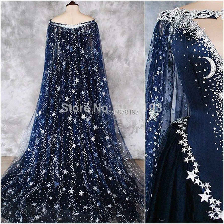 2019 V-Neck Off-The-Shoulder Sleeveless A-Line Floor-Length Tulle Coming-Of-Age Ceremony Dress Stars&Beading&Cloak