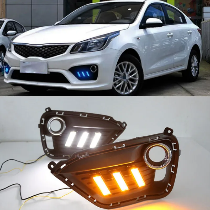 

2pcs LED DRL lights Daytime Running Light Daylight yellow Signal fog lamp Styling lights For KIA K2 RIO 2016-2017