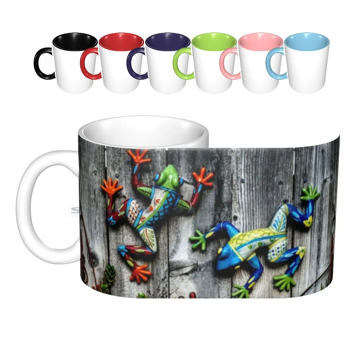 Ceramic Mugs Coffee Cups Milk Tea Mug Frogs Amphibians Froggy Frog Ribbit Frog Love Froggo Frogger Croak Colorful Frogs Zen