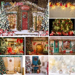 Funnytree Christmas Background New Year Fireplace Gift Tree Backdrop Winter Decor Photography Baby Light Photo Studio Photophone