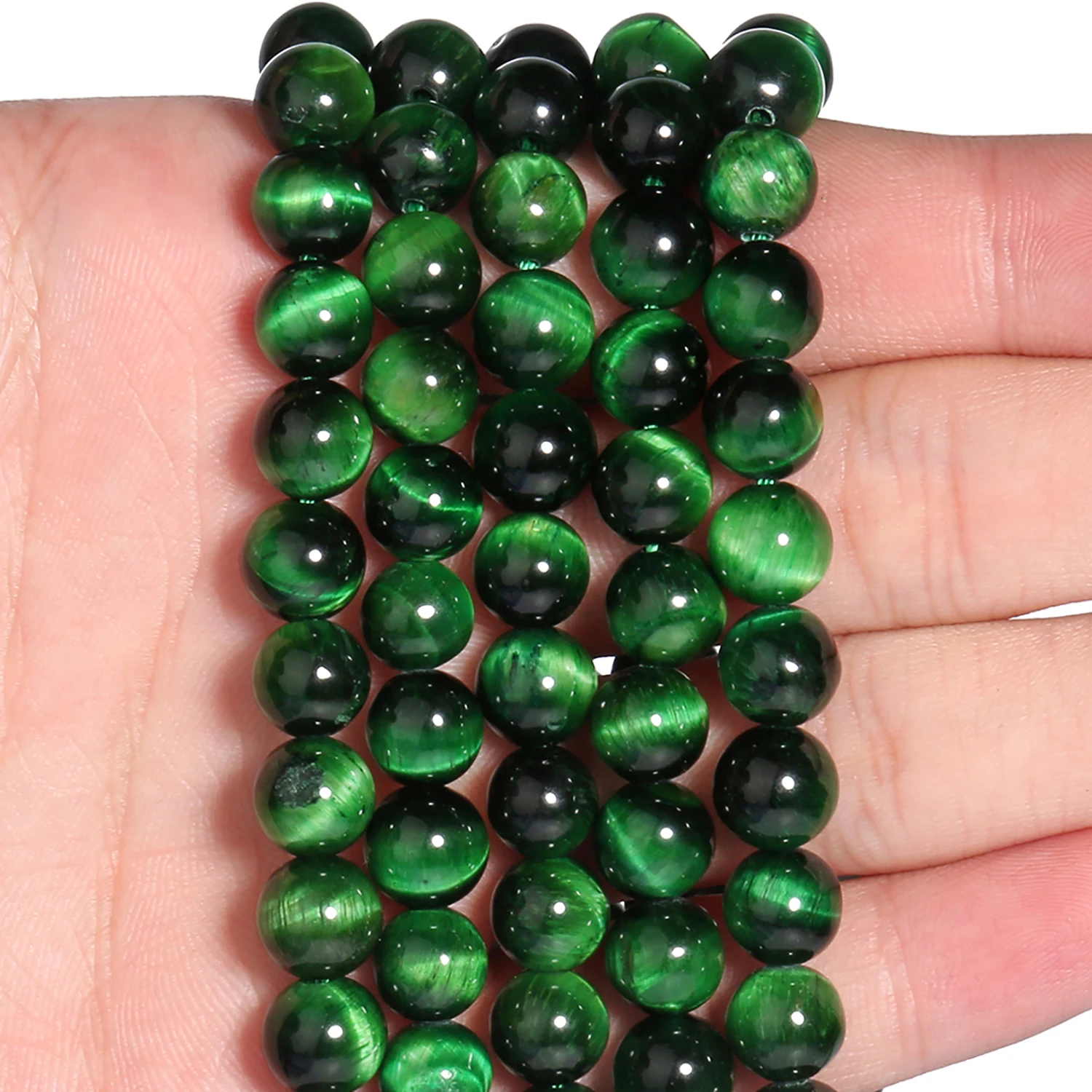 Green Tiger Eye Natural Stone Beads 4mm-12mm Round Loose Spacer Beads for Jewelry Making Bracelet DIY Necklace Accessories 15\