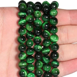 Green Tiger Eye Natural Stone Beads 4mm-12mm Round Loose Spacer Beads for Jewelry Making Bracelet DIY Necklace Accessories 15