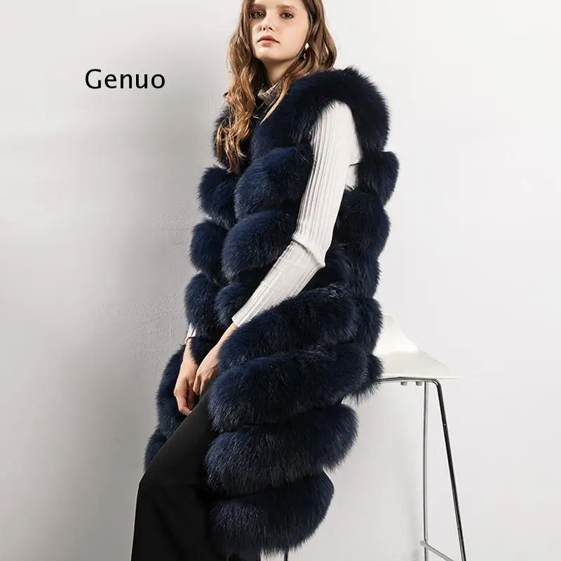 Long Fur Vest Winter Women Luxury Faux Fox Fur Vest Furry Slim Woman Fake Fur Vest  Faux Fur