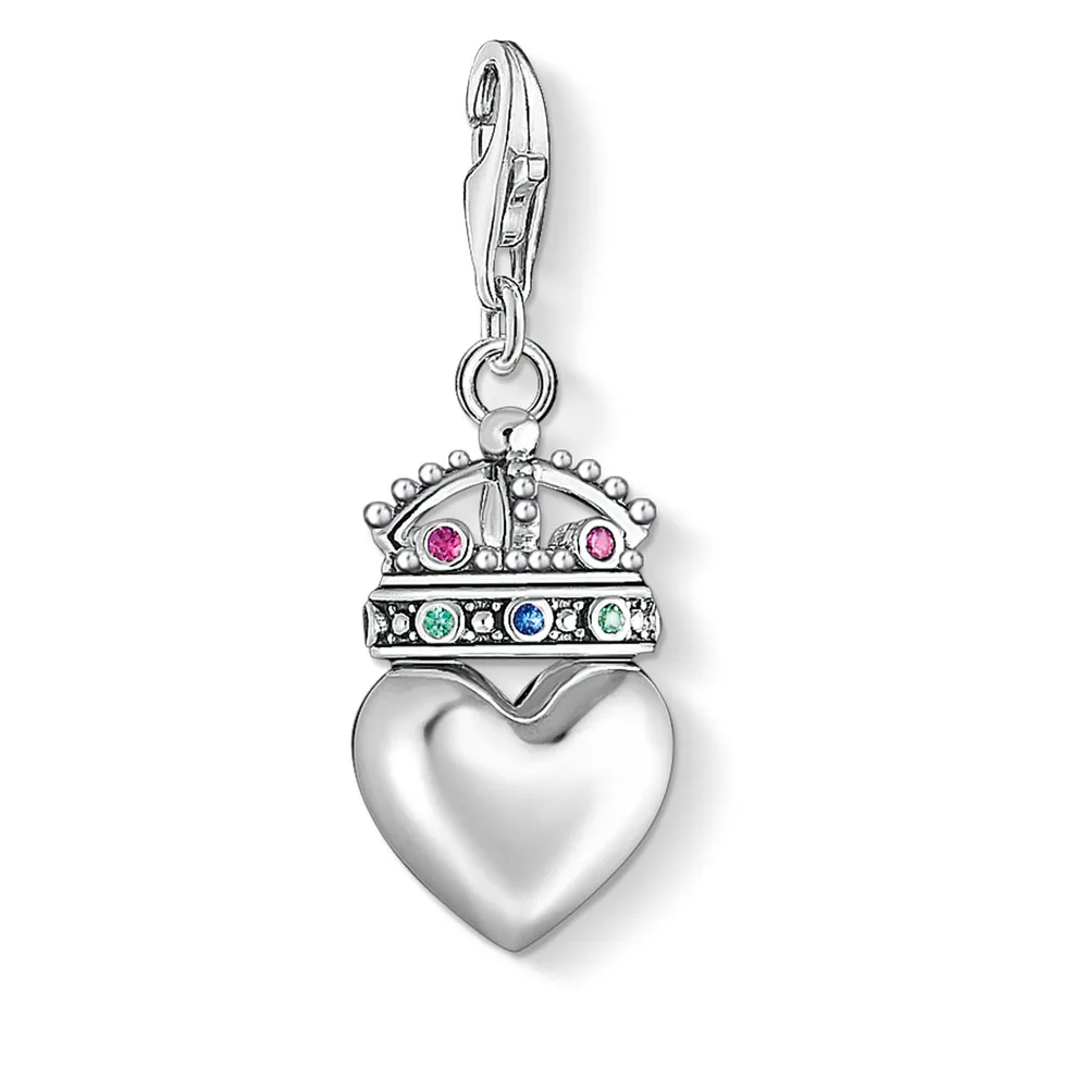 Prawdziwe 925 Sterling Silver Fashion Jewelry Crown Heart Pendant Charm Dla kobiet Mężczyźni Drop Shipping Wholesale — zdjęcie 2