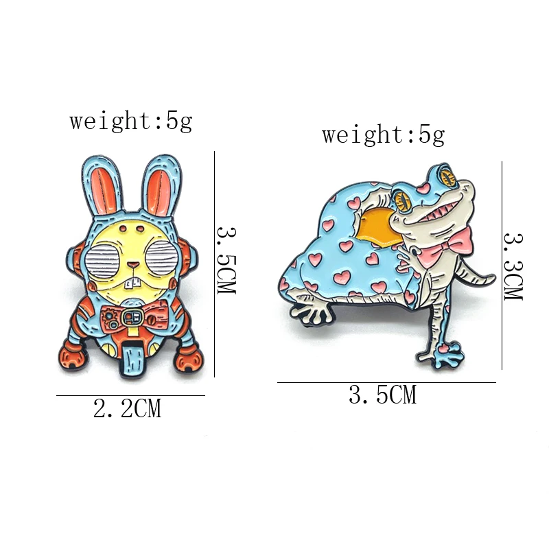 Creative Punk Rabbit Ear Robot Enamel Pins Animal Love Lizard Alloy Brooch Fun Badge Fashion Woman Jewelry Gift For Friends