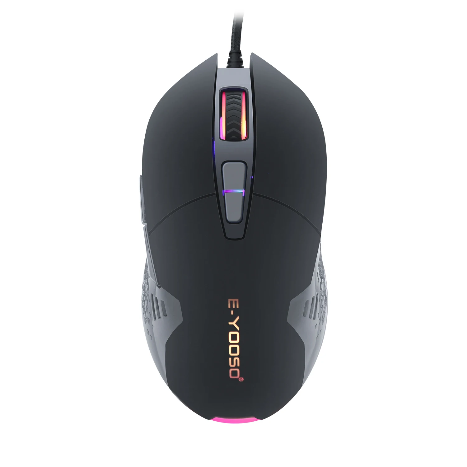 E-yooso Gaming Mouse Wired is operated by left and right hand players RGB backlit with programmable keys suitable for PC game