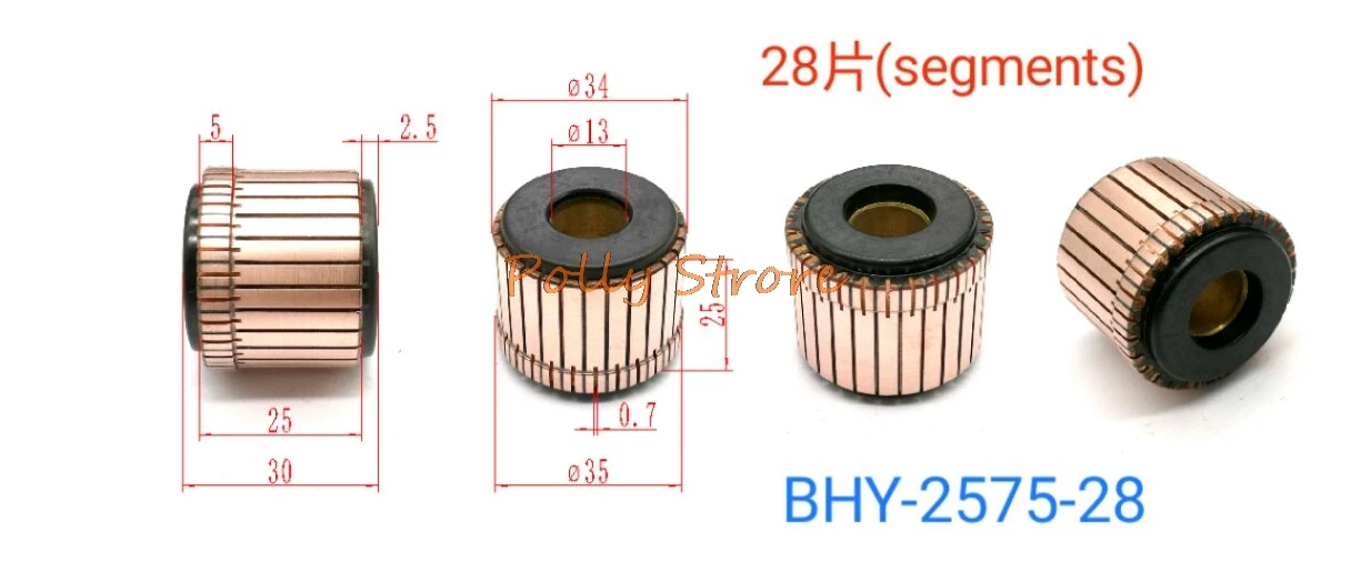 1Pc 13x34x30(25)mm 28P Copper Bars Alternator Electric Motor Commutator BHY-2575-28