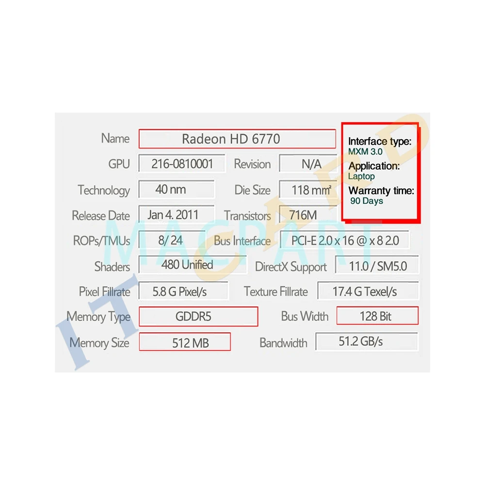 Imagem -05 - Original para Imac 21 A1311 27 A1312 Radeon Hd6770m Hd6770 216- 0810001 Placa Gráfica Vga Placa de Vídeo Gpu