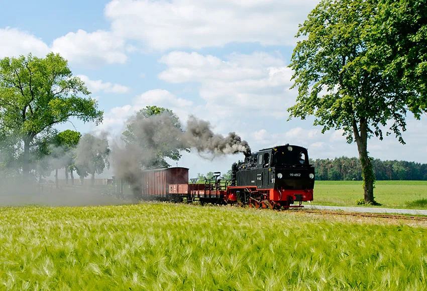 7x5FT  Vintage Steam Locomotive Passenger Train Puffing Smoke Steam Custom Photo Studio Backdrop Background Vinyl 220cm X 150cm