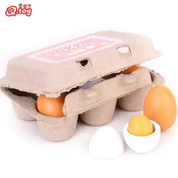 6pcs Wooden Fake Eggs Kitchen Toy Easter Egg Set Simulation Pretend Play for Kids Montessori Educational Food Toy for Child Gift