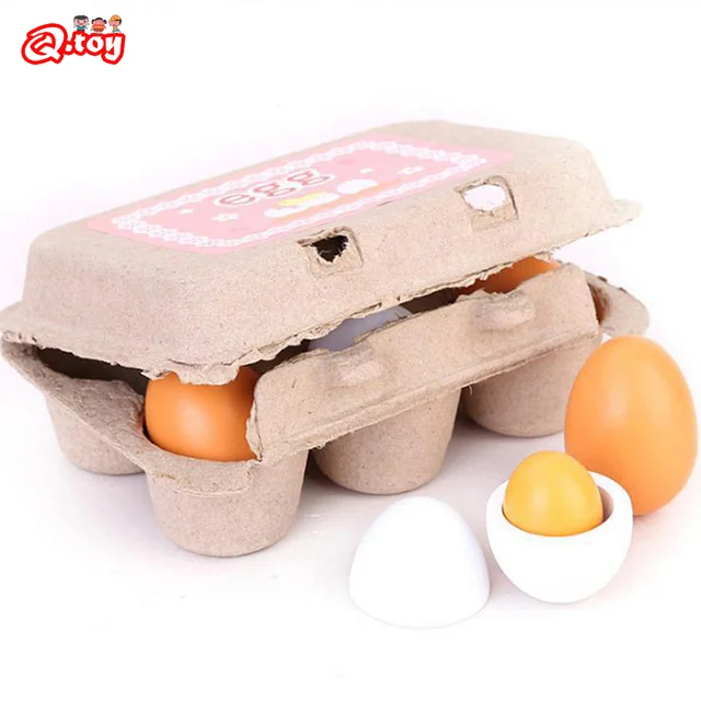 6pcs Wooden Fake Eggs Kitchen Toy Easter Egg Set Simulation Pretend Play for Kids Montessori Educational Food Toy for Child Gift