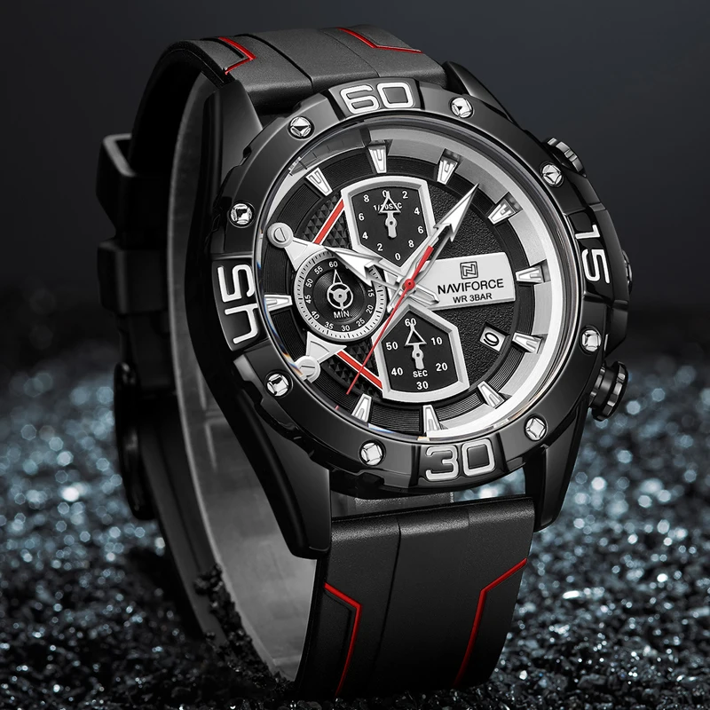 Men Quartz Watch NAVIFORCE 2021 New Fashion Leisure Sports Complete Date Luminous Watches Waterproof Silicone Wristband Clock