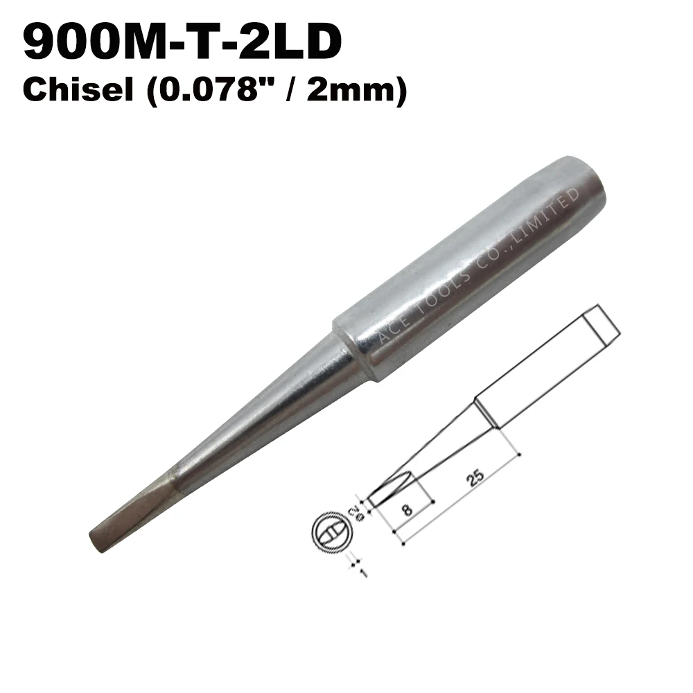 

5 PCS Soldering Tip 900M-T-2LD Chisel 2mm for Hakko 936 907 Milwaukee M12SI-0 Radio Shack 64-053 Yihua 936 X-Tronics 3020 Iron