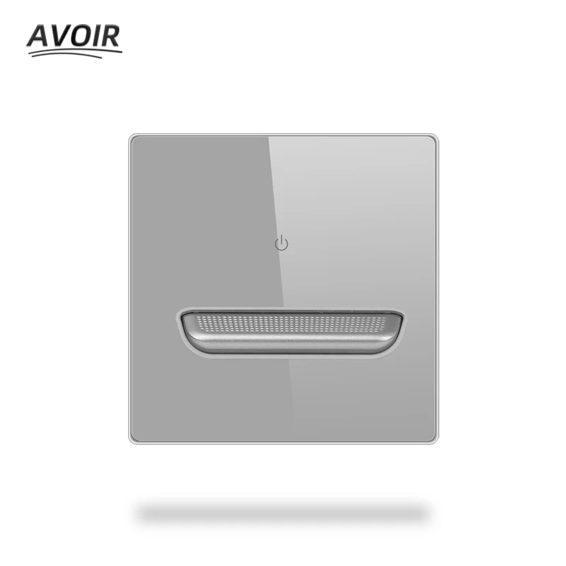 

Avoir Wall Light Switch Usb Socket Push Button Reset Momentary Switch Luxury Gray Glass Panel EU FR Electrical Sockets For House