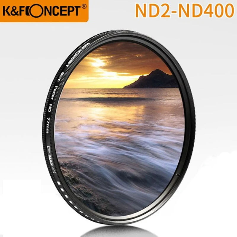 K & F CONCEPT ND2-400 ND Filter 37/40.5/43/46/49/52/55/62/67/72/77Mm ความหนาแน่น Neutral ปรับได้ Fader Variable ตัวกรองเลนส์กล้อง