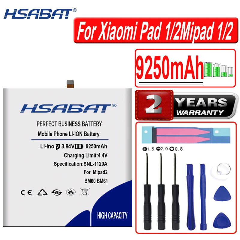 HSABAT BM60 BM61 9250mAh Battery for Xiaomi Pad 2 Mipad 2 7.9 inch for Xiaomi Mi Pad 1 Mipad 1 A0101 Replacement Batteries