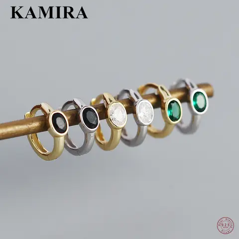 BAMOER 925 스털링 실버 클래식 CZ 후프 귀걸이, 화이트 골드 도금 여성용 연골 피어싱 귀 커프 21 KAMIRA 925 스털링 실버 펑크 기하학 Huggie 귀 버클 컬러 지르콘 후프 귀걸이 여성 남성 파티 간단한 고딕 쥬얼리