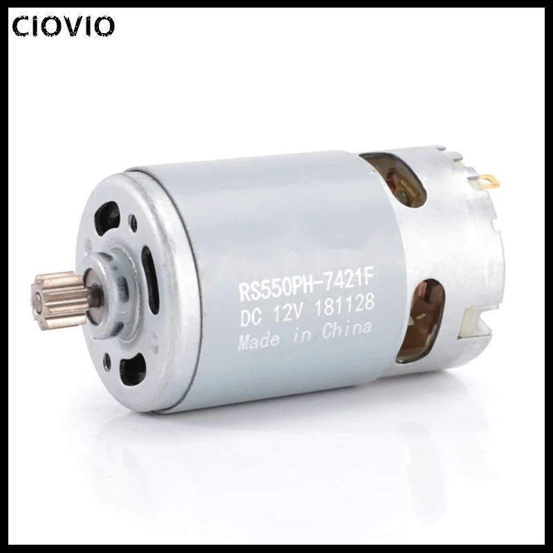 

CIOVIO 2PCS RS550 Metal 12V 19500RPM DC Motor with Single Speed 9 Teeth and High Torque Gear Box for Electric Drill/Screwdriver