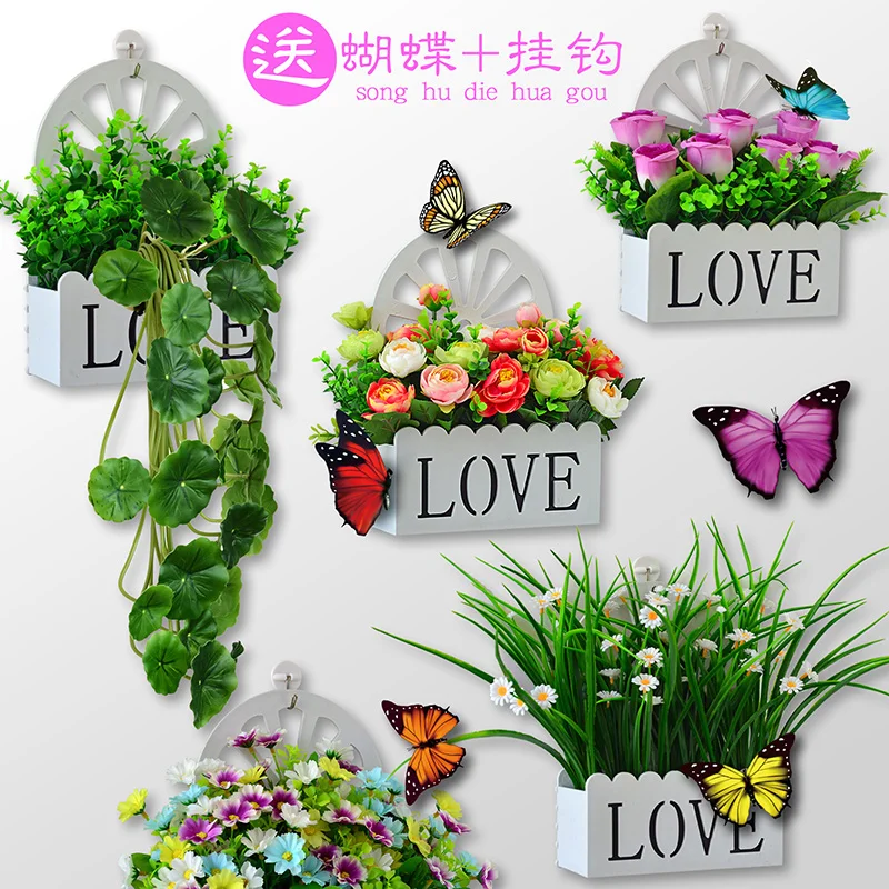 Imitation flower, false flower, silk flower, indoor wall fence, hanging basket, hanging basket, wall decoration, flower art