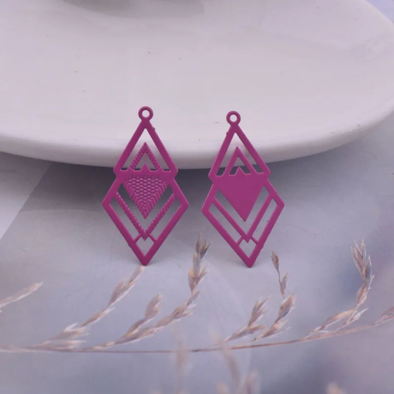 50pcs AC6005 15mm*27mm Colorful Shape Charms Pendants DIY Earring Findings