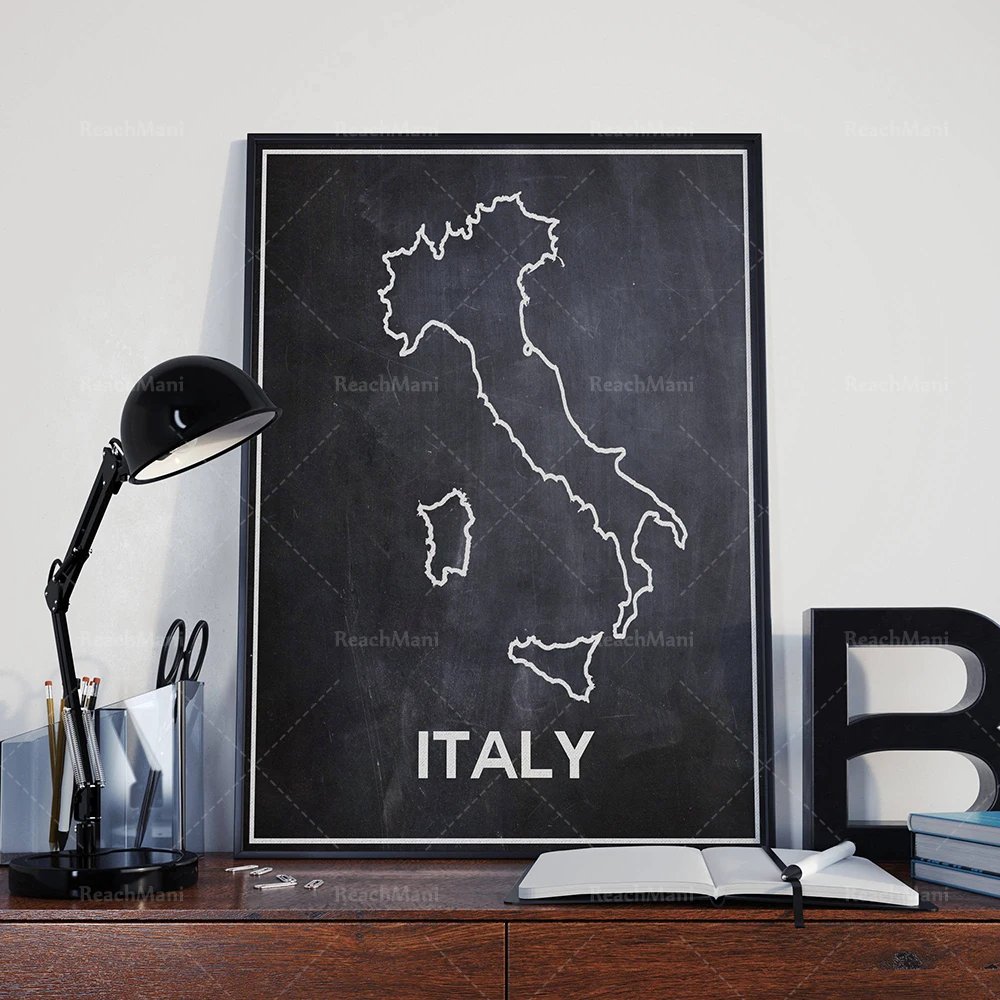 Italy Map of Italy Chalkboard Map Outline Map of Italy Italian Map Italian Home Decor Italian Poster Italian Wall Art Gift from