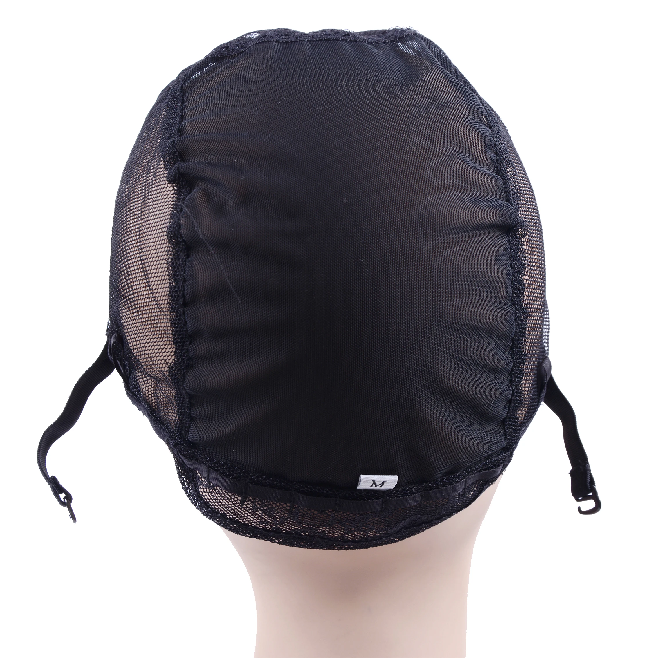 Gorro de Peluca de tejido en U, 2Clips, base interior para hacer extensiones de cabello, Color negro, tamaño S/M/L, 1 unidad