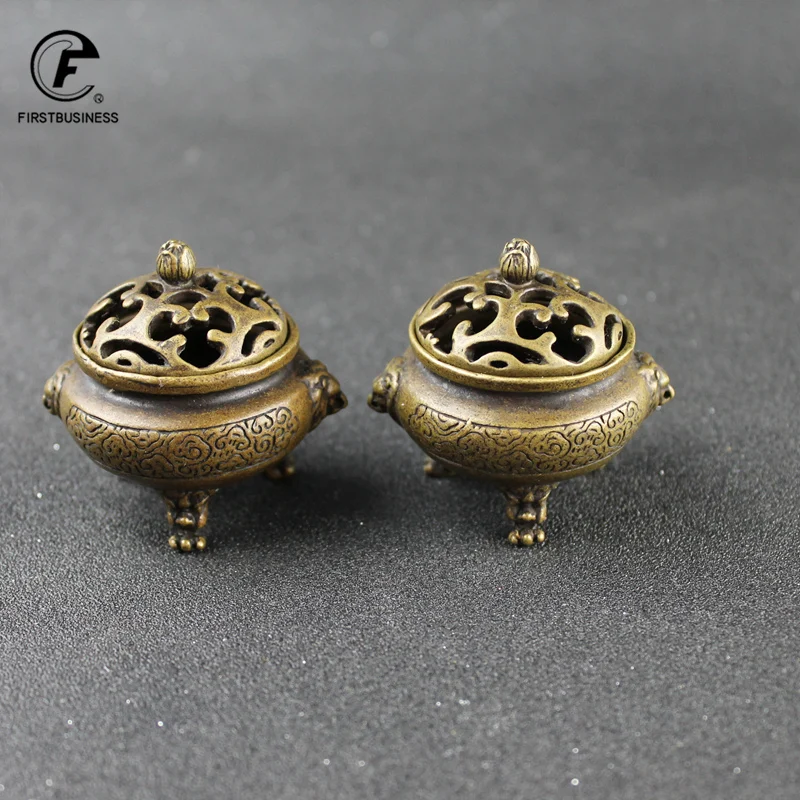 FASHION STYLE Censer Burner Hollowing out Cover Chinese God beast Hotel Yoga Sleep retro copper Classic Buddhist Relax Antique