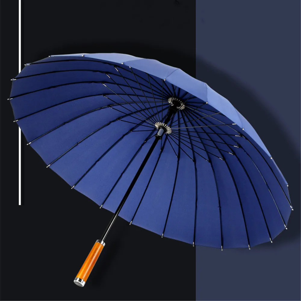 

Leodauknow-Wooden Pongee Cloth Umbrella for Men and Women, Windproof, Strong Wind Resistant, Chinese Business, Outdoor, 24k