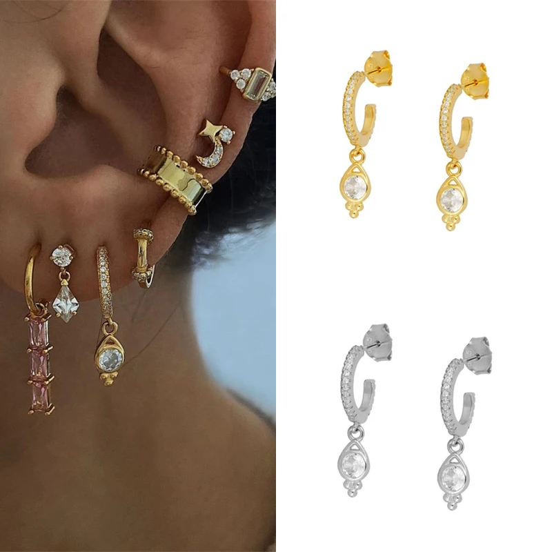 CRMYA Gold Silver Filled Dangle Earrings For Women Big CZ Zircon Drop Earring Christmas Piercing Ear Pearl Jewelry Wholesale