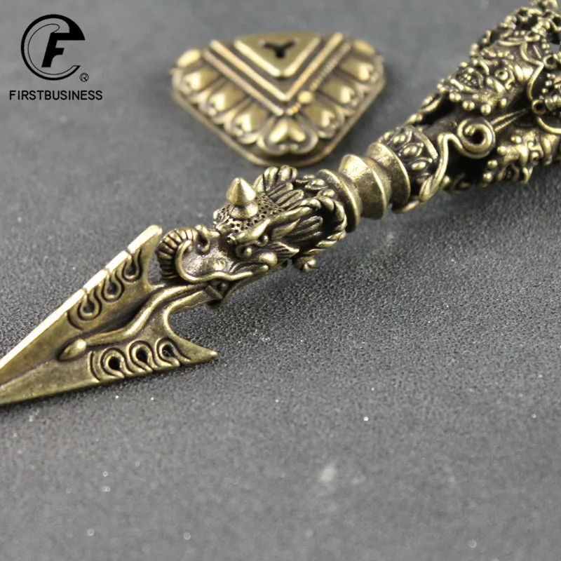 Brass Buddha Instrument Ba Jin Just Vajry Pestle Feng Shui Ornament Home Decoration Copper Tea needle Desk Decor Retro Crafts