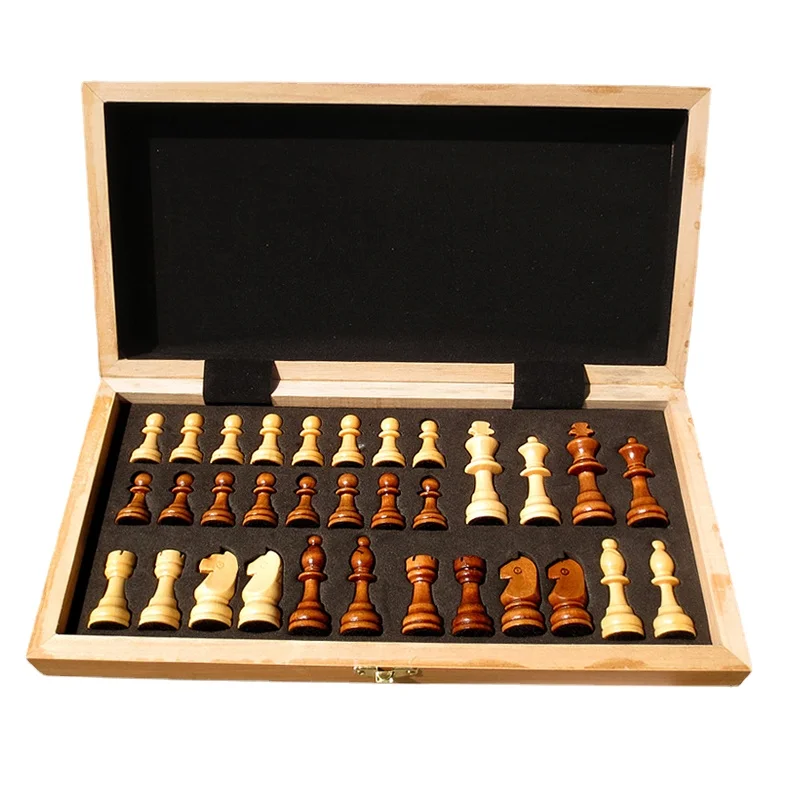 

High-end Wooden Magnetic Chess Folding Portable Chess Board Set 29CM 39CM Large Checkerboard Creative Family Children Board Game