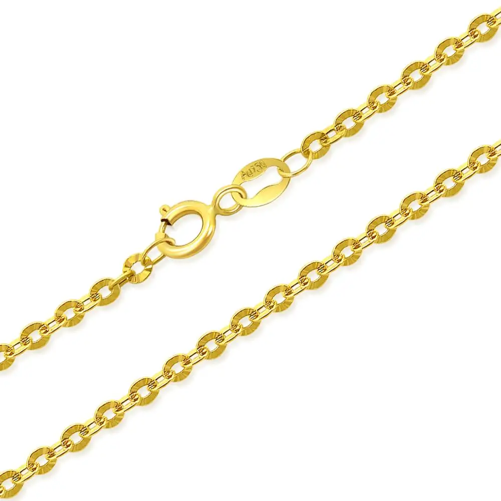 Fine Jewelry Ankle Bracelets 9-11 Inches (23-28 cm) Genuine 18K Yellow Gold Anklets Shine ROLO Chain 2mm Width Stamped Au750