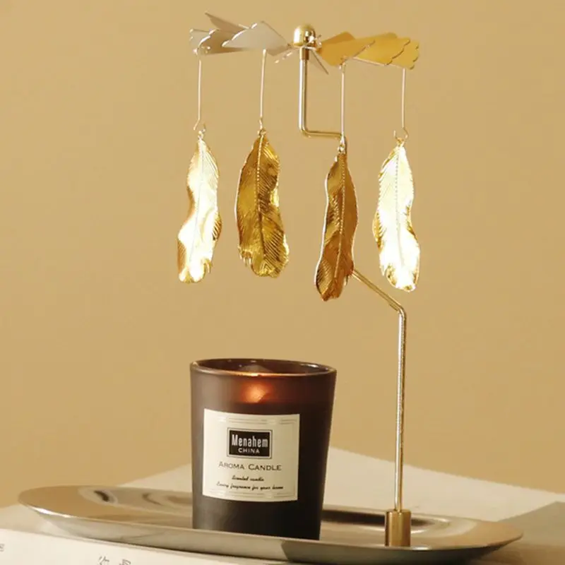 Castiçal giratório romântico, suporte de velas de metal, decoração de festa em casa, presente, dropship