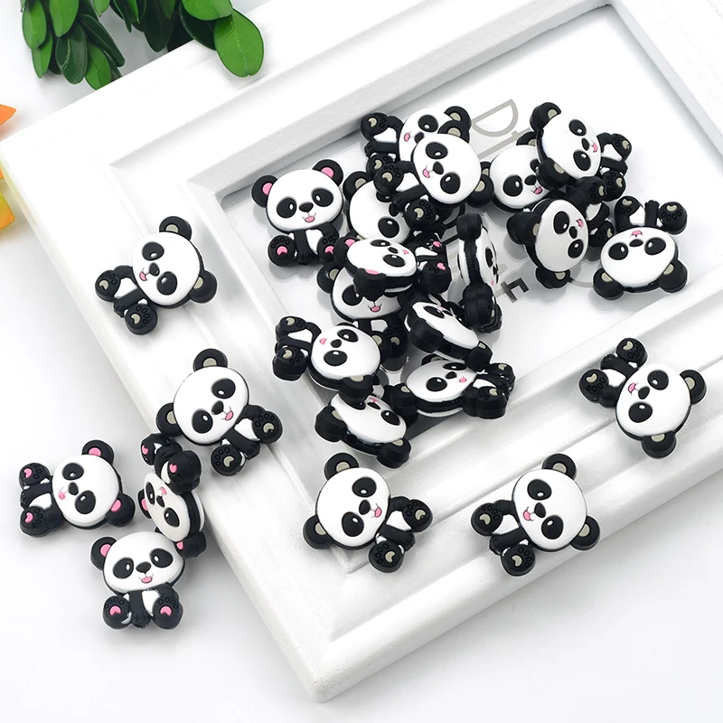 Panda Silicone Beads 5pcs/lot BPA Free  Baby Teething Bead For DIY Jewelry Making Chewable Baby Teething Gift