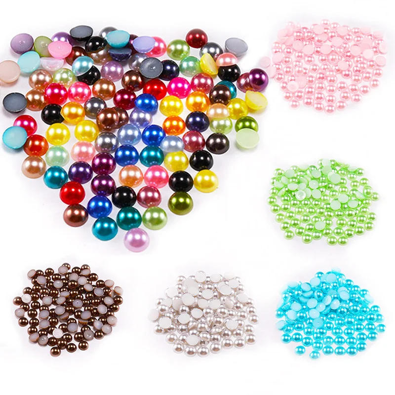 2 3 4 5 6 8 10 12 14 MM Imitation Pearl Round Half Bead Bulk Wholesale Beads For Jewelry Making Women Nail Art DIY Accessories