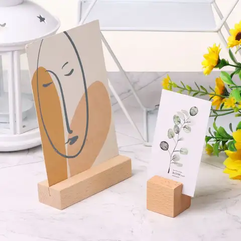 1Pcs Wooden Photo Stand Picture Cards Display Stand Business Card Holder Rectangle Card Clip Memo Holder for Home Office