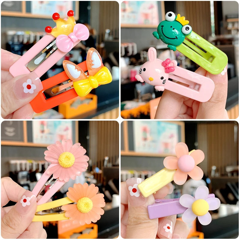 5/7/10 Pcs/Set Children Cute Colors Cartoon Flower Fruit Carrot Ornament Hair Clips Girls Lovely Hairpins Kids Hair Accessories