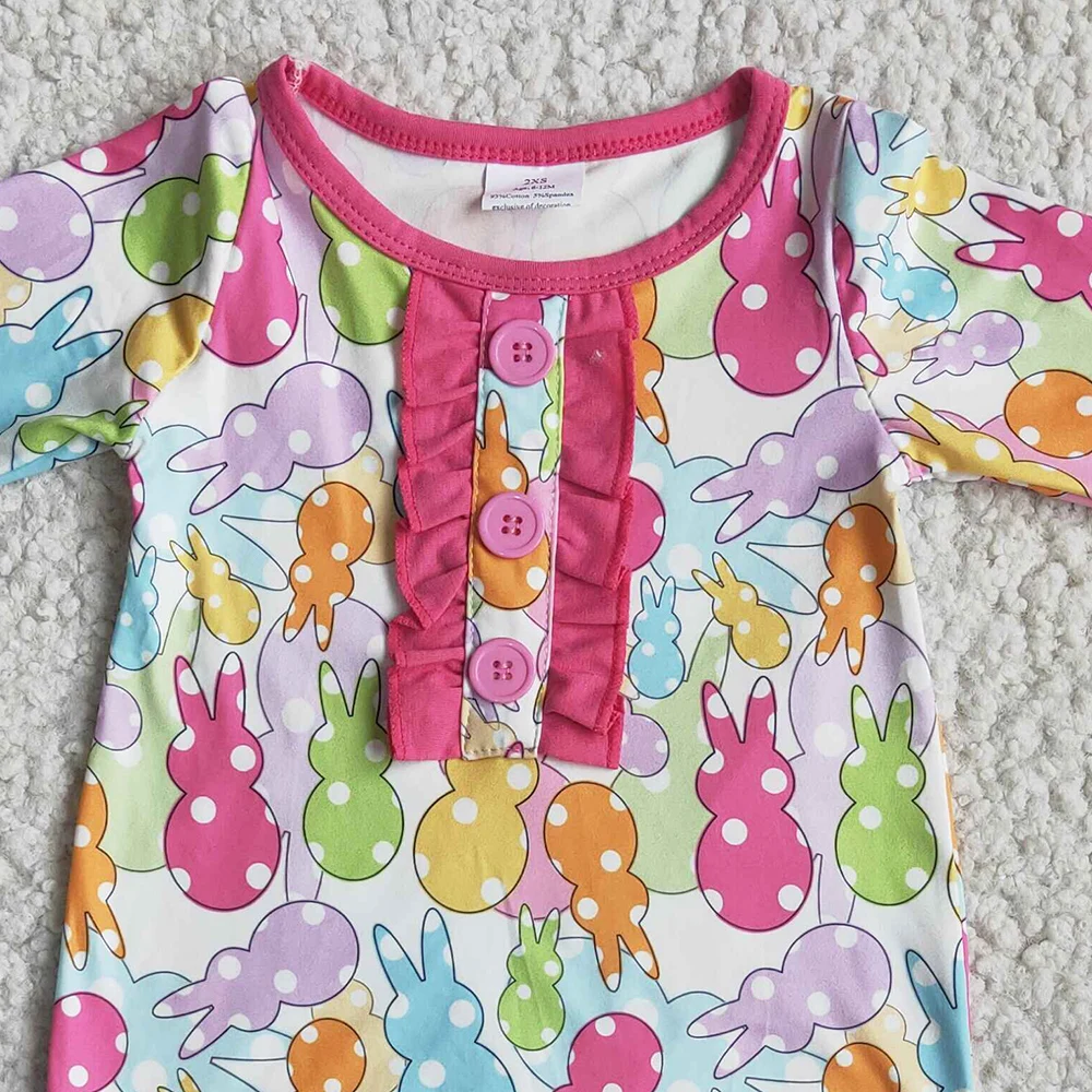 Wholesale Baby Girl Clothes Infant Rompers Easter Rabbit Print Boutique Baby Girls Romper Hot Sale CuteToddler Baby Rompers Sets