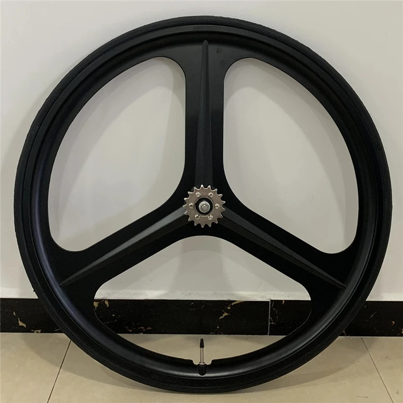 マグネシウム合金自転車ホイール700c,3スポーク,フロントリア,固定ギア